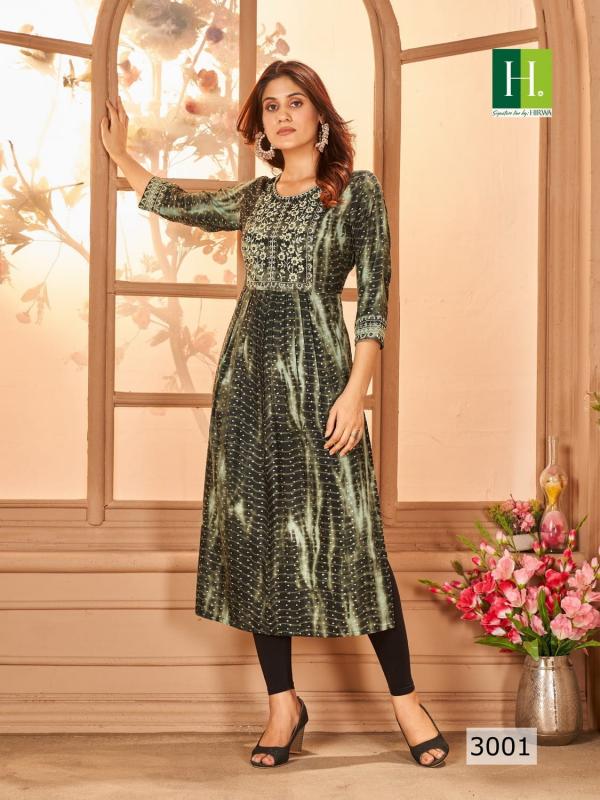 Hirwa Shibori Vol 3 Nyra Cut Rayon Designer Long Kurti Collection